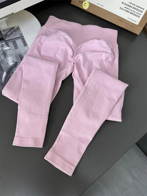 Mid-Waist Seamless Yoga Leggings with Nine-Point Butt Lift