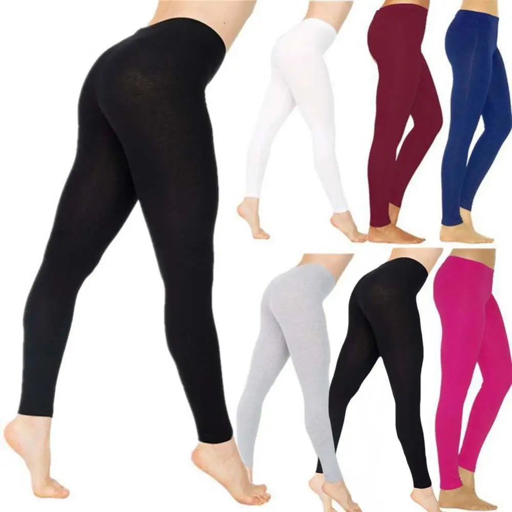 Solid Color Elastic High Waist Slim Leggings