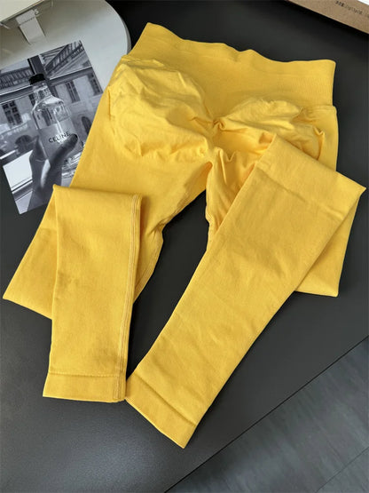 Mid-Waist Seamless Yoga Leggings with Nine-Point Butt Lift