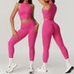 Logo Ladies Slim Fit Workout 2 Piece Set Crop Tank Top Leggings