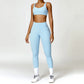 New Fashion Women Nude Super Elastic Activewear 2 Piece Set