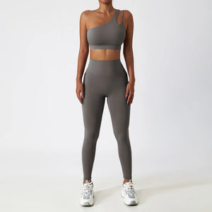 Women Breathable Super Elastic Irregular Shoulder High Waist Leggings