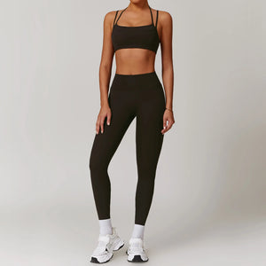 Backless Sports Bra Scrunch Butt Leggings Yoga Fitness