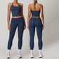 Sexy Halter Backless Crop Yoga Top Folded High Waist Leggings