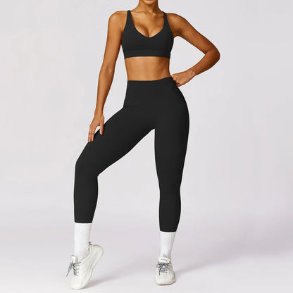 Depp V Neck Bra Scrunch Butt High Waist Leggings