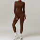 Workout Slim Fitting Stand Collar Half Zipper Jacket Leggings