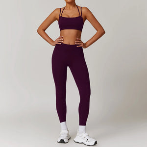 Backless Sports Bra Scrunch Butt Leggings Yoga Fitness