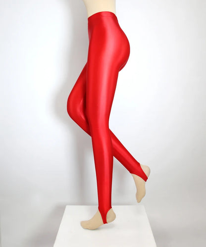 Satin GLOSSY OPAQUE Step-on-the-foot Shiny Wet look Tights