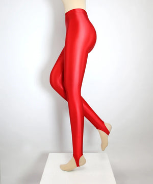 Satin GLOSSY OPAQUE Step-on-the-foot Shiny Wet look Tights