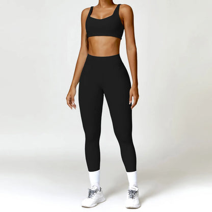 New Fashion Women Nude Super Elastic Activewear 2 Piece Set