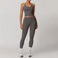 Sexy Halter Backless Crop Yoga Top Folded High Waist Leggings