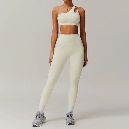 Women Breathable Super Elastic Irregular Shoulder High Waist Leggings