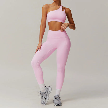 Women Breathable Super Elastic Irregular Shoulder High Waist Leggings
