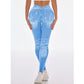  Women Sport Yoga Leggings Faux Jeans Skinny Tight Seamless Fitness Outerdoor Pants