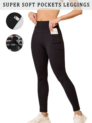 Super Soft Sports Leggings With Pockets For Women High Waisted