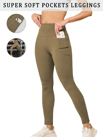 Super Soft Sports Leggings With Pockets For Women High Waisted