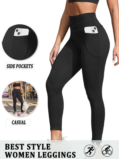 Super Soft Sports Leggings With Pockets For Women High Waisted Workout Yoga
