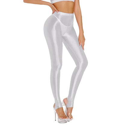Sexy Glossy Leggings For Women Transparent High Waist