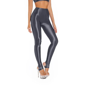 Sexy Glossy Leggings For Women Transparent High Waist