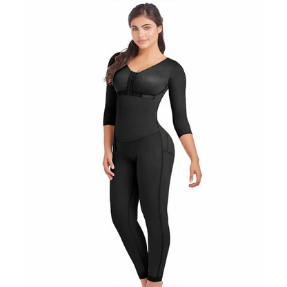 Fajas Colombianas Women Side Zipper Long Sleeves Full Body Shapewear