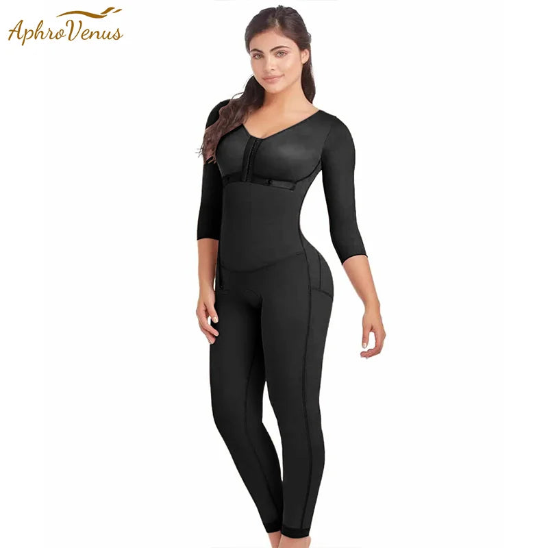 Fajas Colombianas Women Side Zipper Long Sleeves Full Body Shapewear