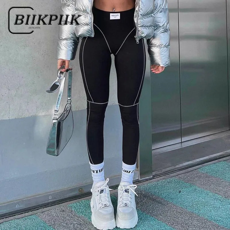Seamless Streak Casual Stretchy Leggings
