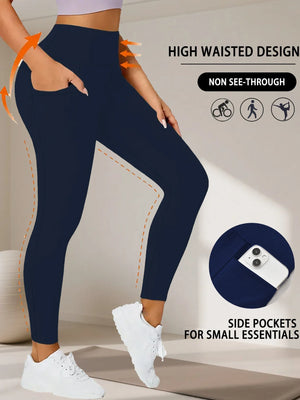 Super Soft Sports Leggings With Pockets For Women High Waisted