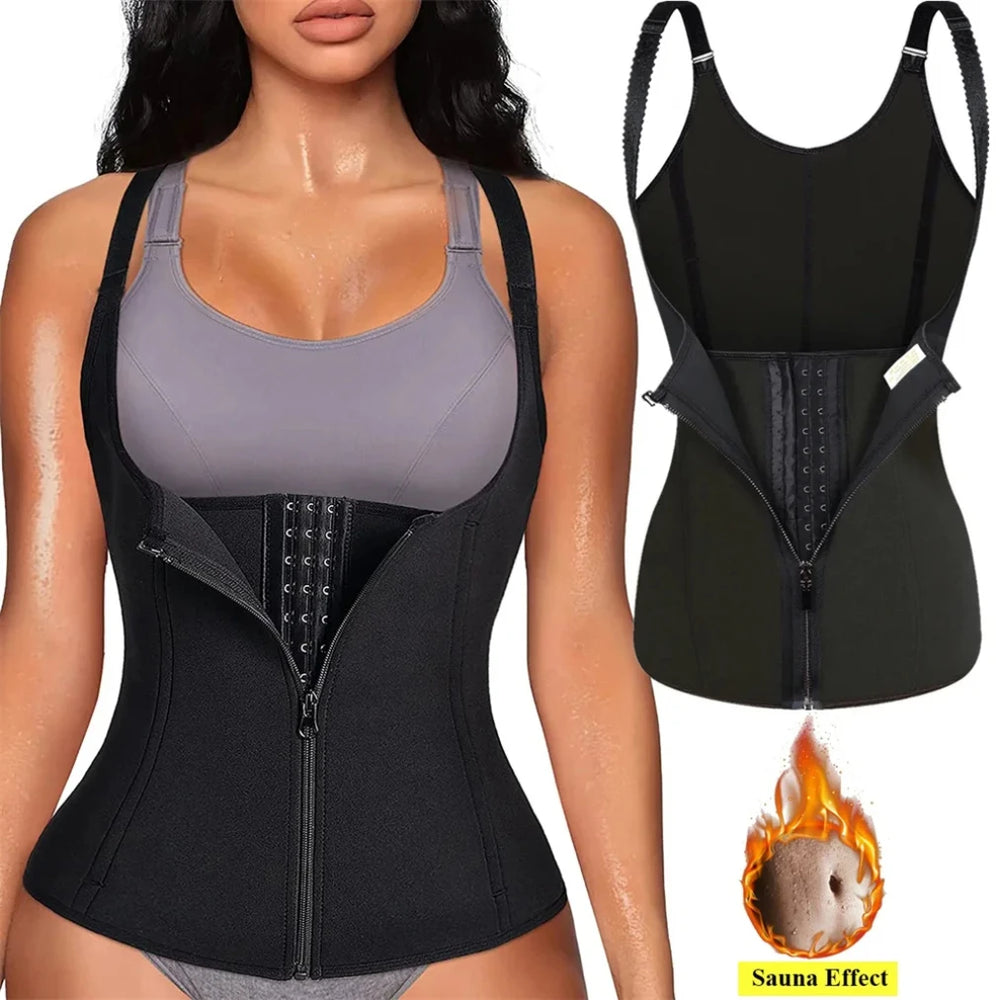 Waist Trainer Tank Top For Women Zipper Body Shaper Tummy