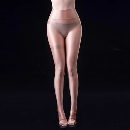 Glossy thin satin silk women high waist tights leggings