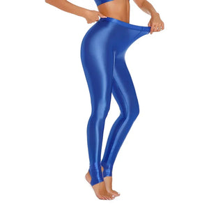 Sexy Glossy Leggings For Women Transparent High Waist