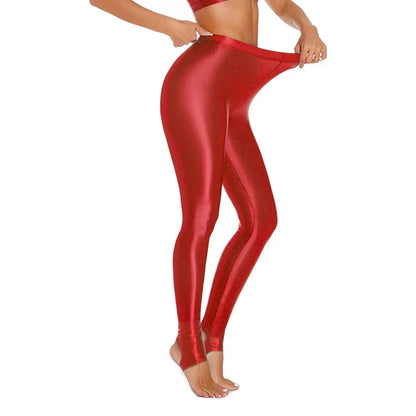 Sexy Glossy Leggings For Women Transparent High Waist
