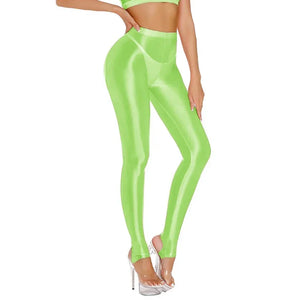 Sexy Glossy Leggings For Women Transparent High Waist